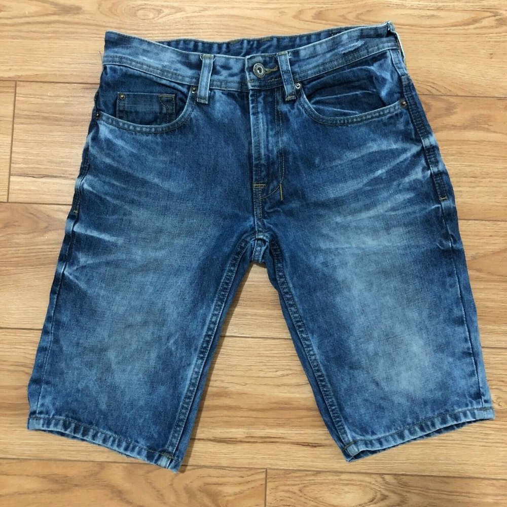 Buffalo David Bitton Driven Basic Jean Denim Shorts Men's 28 Light Wash Long EUC